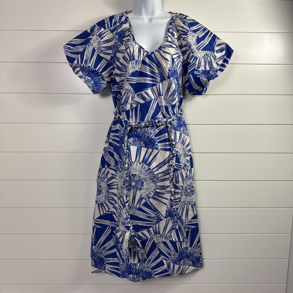 Marie Oliver Foster Midi Dress Radiance Blue White Print sz S